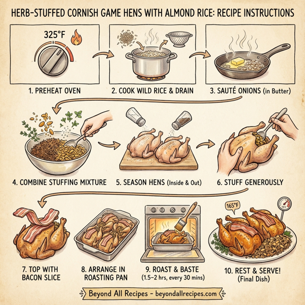 Herb-Stuffed Cornish Game Hens with Almond Rice instructions