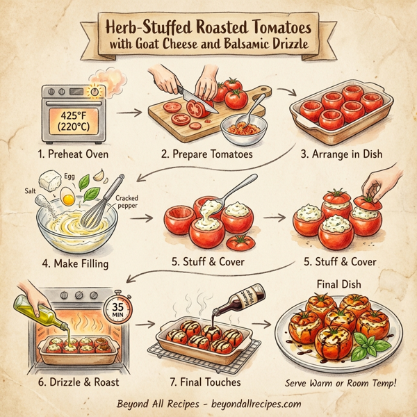Herb-Stuffed Roasted Tomatoes with Goat Cheese and Balsamic Drizzle instructions