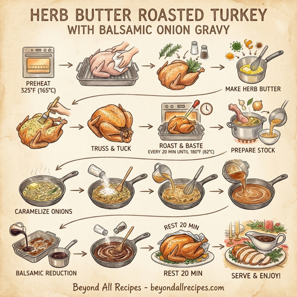 Herb Butter Roasted Turkey with Balsamic Onion Gravy instructions