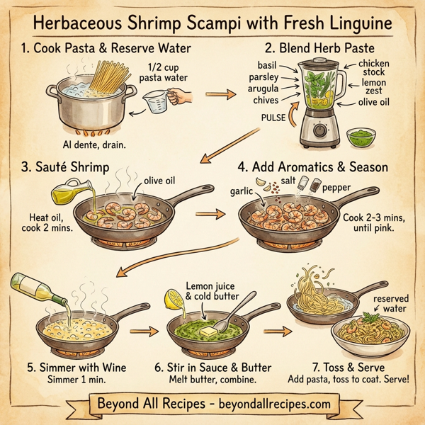 Herbaceous Shrimp Scampi with Fresh Linguine instructions