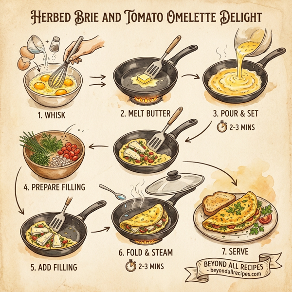 Herbed Brie and Tomato Omelette Delight instructions