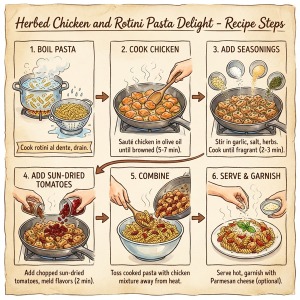 Herbed Chicken and Rotini Pasta Delight instructions