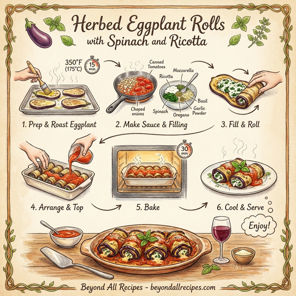 Herbed Eggplant Rolls with Spinach and Ricotta instructions