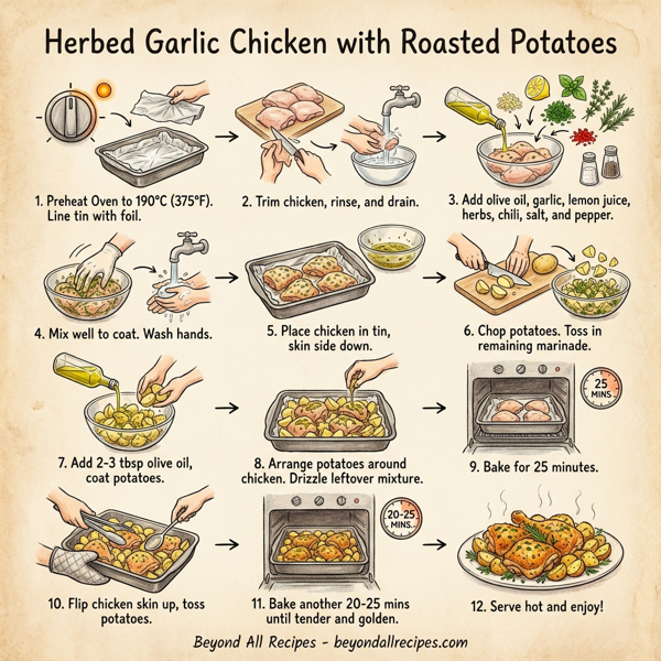 Herbed Garlic Chicken with Roasted Potatoes instructions