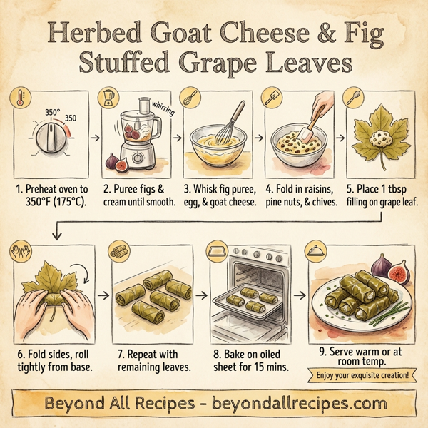 Herbed Goat Cheese and Fig Stuffed Grape Leaves instructions