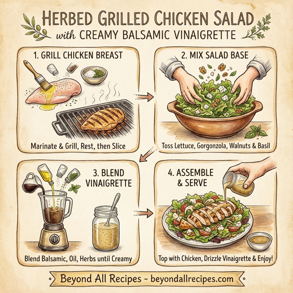 Herbed Grilled Chicken Salad with Creamy Balsamic Vinaigrette instructions