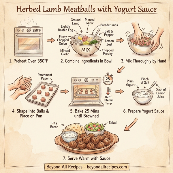 Herbed Lamb Meatballs with Yogurt Sauce instructions