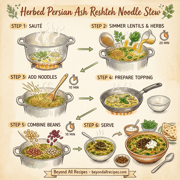 Herbed Persian Ash Reshteh Noodle Stew instructions