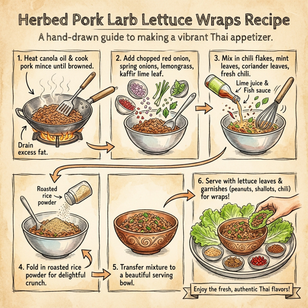Herbed Pork Larb Lettuce Wraps instructions