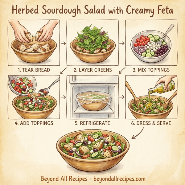 Herbed Sourdough Salad with Creamy Feta instructions