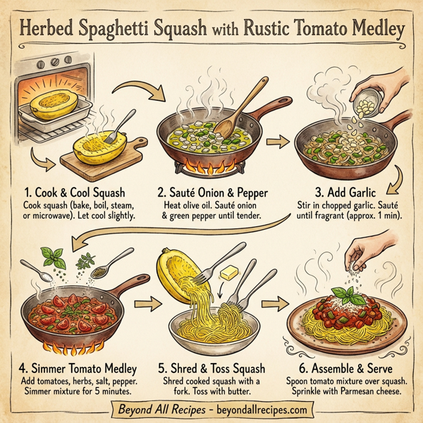 Herbed Spaghetti Squash with Rustic Tomato Medley instructions