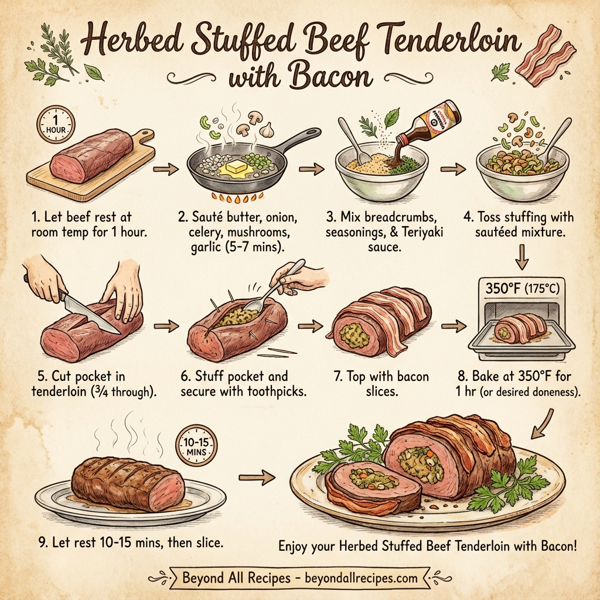 Herbed Stuffed Beef Tenderloin with Bacon instructions