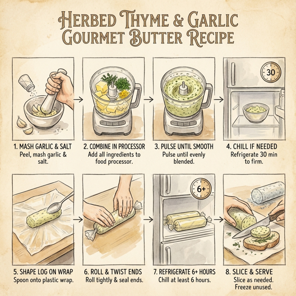 Herbed Thyme and Garlic Gourmet Butter instructions