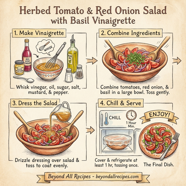 Herbed Tomato and Red Onion Salad with Basil Vinaigrette instructions