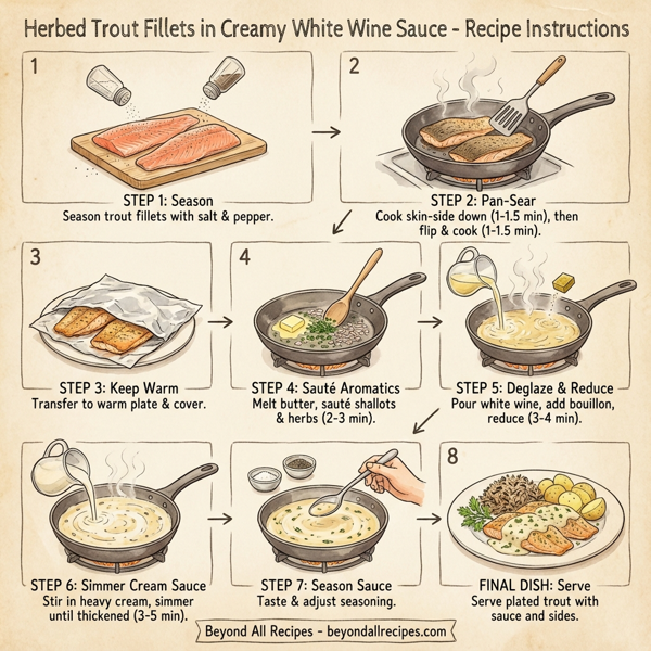 Herbed Trout Fillets in Creamy White Wine Sauce instructions