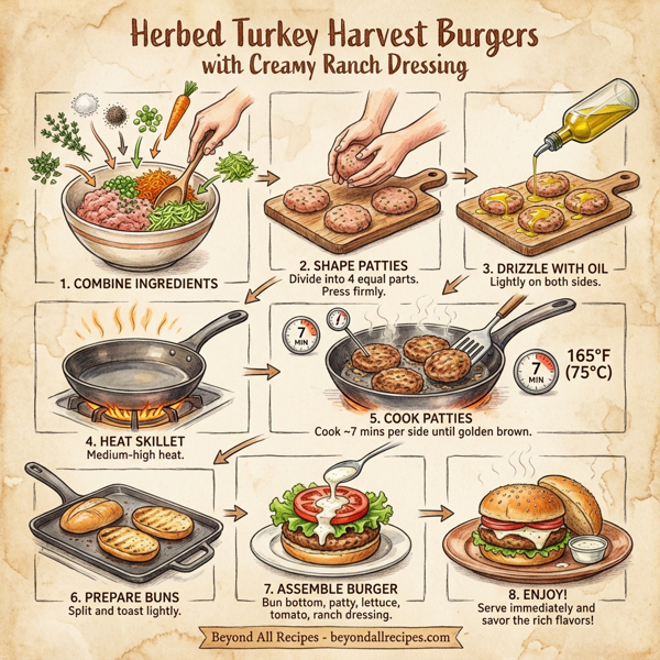 Herbed Turkey Harvest Burgers with Creamy Ranch Dressing instructions