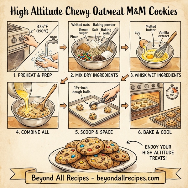 High Altitude Chewy Oatmeal M&M Cookies instructions