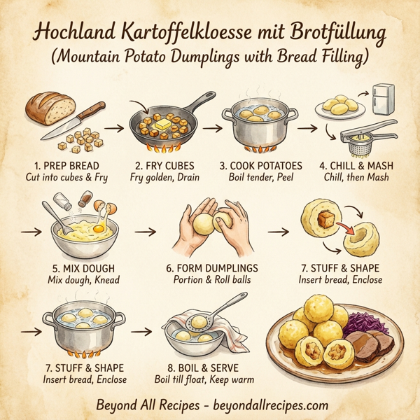 Hochland Kartoffelkloesse mit Brotfüllung (Mountain Potato Dumplings with Bread Filling) instructions