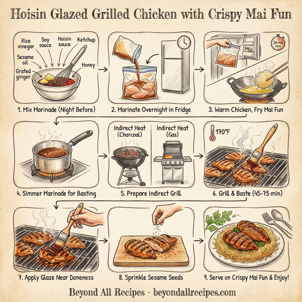 Hoisin Glazed Grilled Chicken with Crispy Mai Fun instructions
