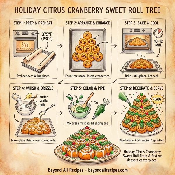 Holiday Citrus Cranberry Sweet Roll Tree instructions