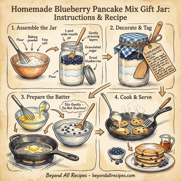 Homemade Blueberry Pancake Mix Gift Jar instructions