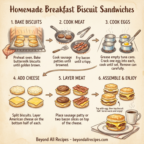 Homemade Breakfast Biscuit Sandwiches instructions