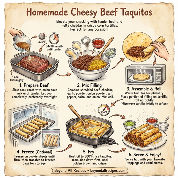 Homemade Cheesy Beef Taquitos instructions