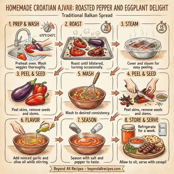 Homemade Croatian Ajvar: Roasted Pepper and Eggplant Delight instructions