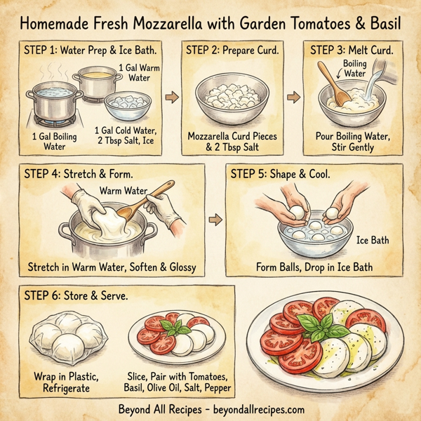 Homemade Fresh Mozzarella with Garden Tomatoes & Basil instructions