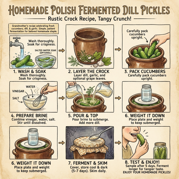 Homemade Polish Fermented Dill Pickles instructions