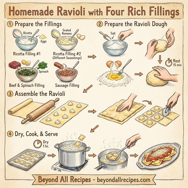 Homemade Ravioli with Four Rich Fillings instructions