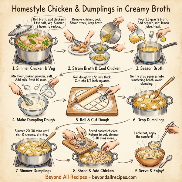Homestyle Chicken and Dumplings in Creamy Broth instructions