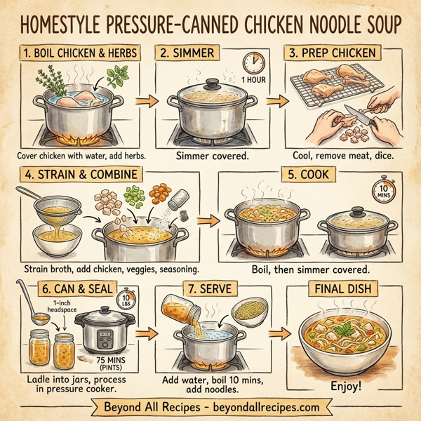 Homestyle Pressure-Canned Chicken Noodle Soup instructions