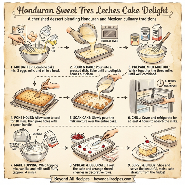 Honduran Sweet Tres Leches Cake Delight instructions