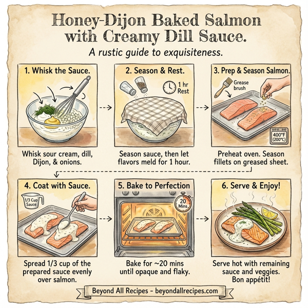 Honey-Dijon Baked Salmon with Creamy Dill Sauce instructions