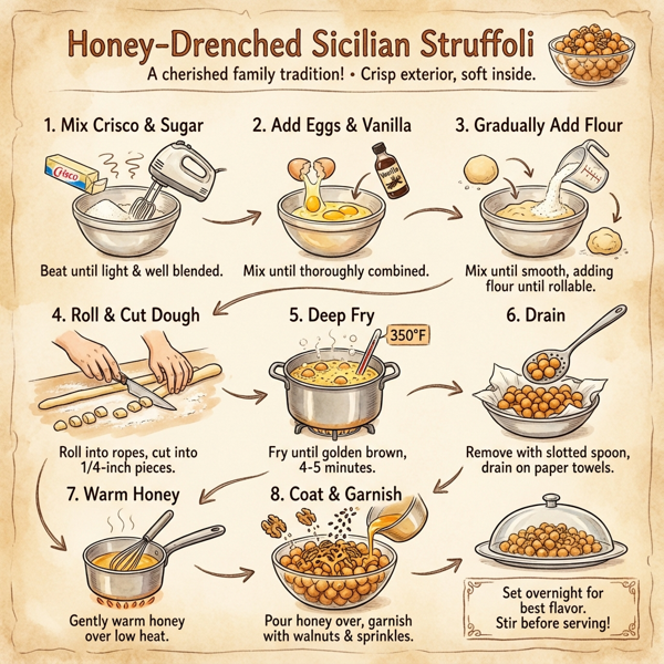 Honey-Drenched Sicilian Struffoli instructions