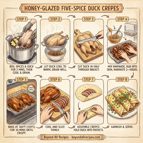 Honey-Glazed Five-Spice Duck Crepes instructions