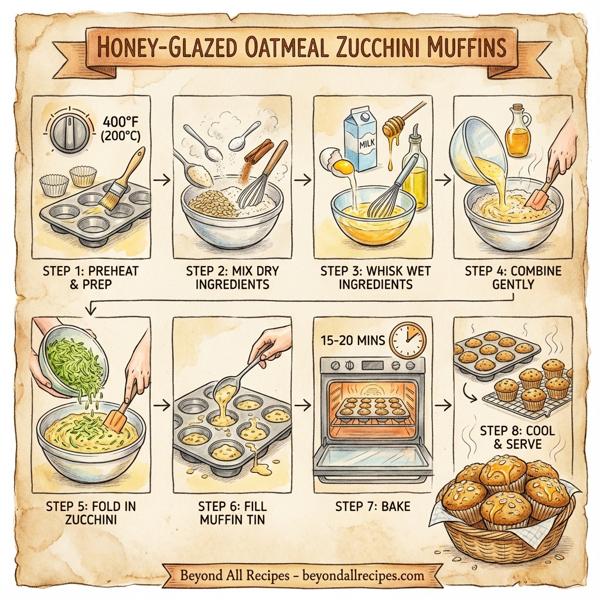 Honey-Glazed Oatmeal Zucchini Muffins instructions