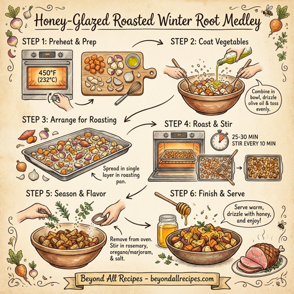 Honey-Glazed Roasted Winter Root Medley instructions