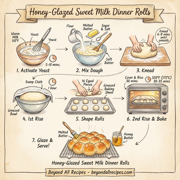 Honey-Glazed Sweet Milk Dinner Rolls instructions