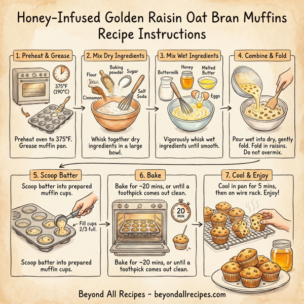 Honey-Infused Golden Raisin Oat Bran Muffins instructions