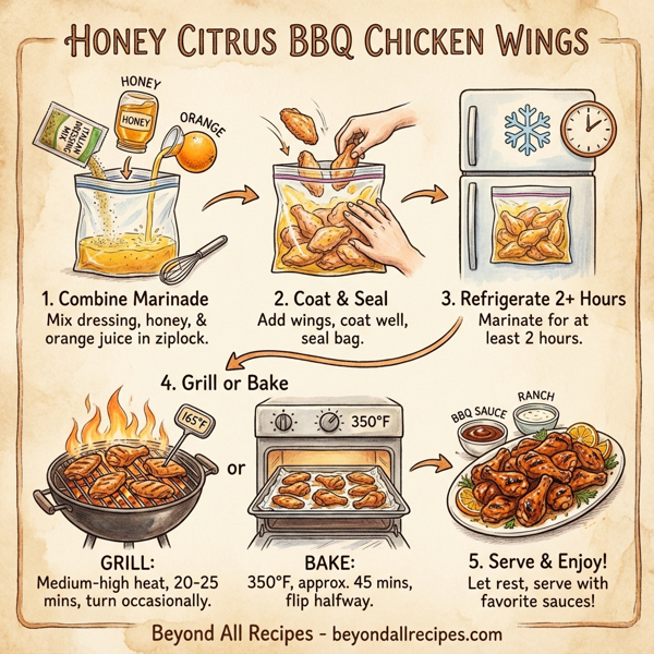 Honey Citrus BBQ Chicken Wings instructions