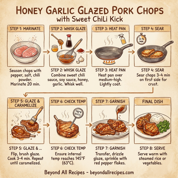 Honey Garlic Glazed Pork Chops with Sweet Chili Kick instructions