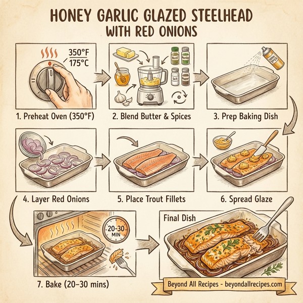 Honey Garlic Glazed Steelhead with Red Onions instructions