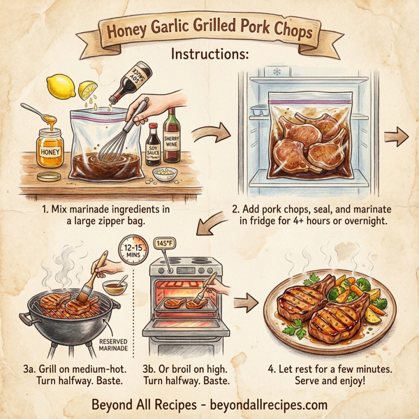 Honey Garlic Grilled Pork Chops instructions