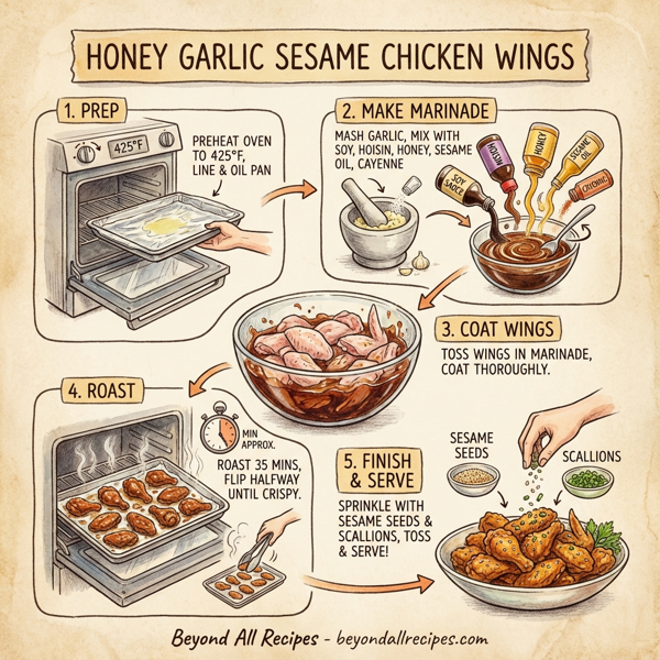 Honey Garlic Sesame Chicken Wings instructions