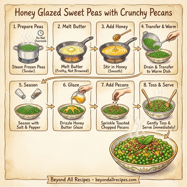 Honey Glazed Sweet Peas with Crunchy Pecans instructions