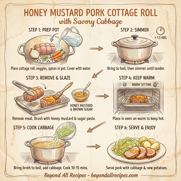 Honey Mustard Pork Cottage Roll with Savory Cabbage instructions