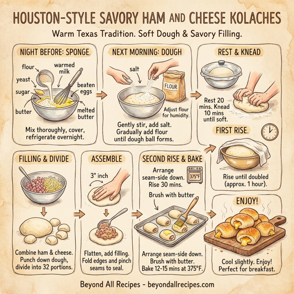 Houston-Style Savory Ham and Cheese Kolaches instructions