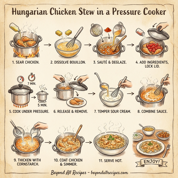 Hungarian Chicken Stew in a Pressure Cooker instructions